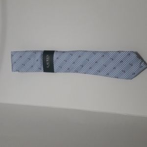 Lauren Ralph Lauren Neck Tie Blue White Stripes Navy Anchor Novelty